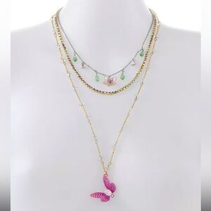 GARDEN GLAM DRAGONFLY ILLUSION NECKLACE PINK
